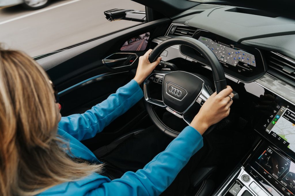 Woman driving a car