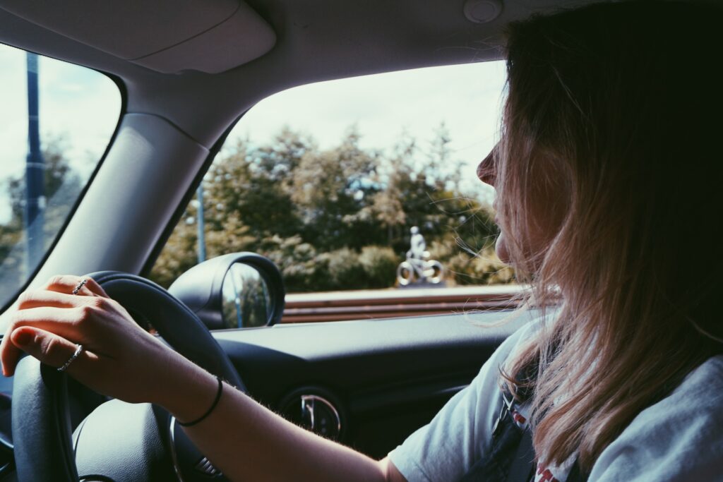 woman driving a car