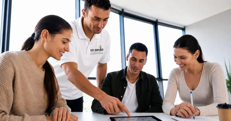 121 Driver Training trainer with a small group of trainee instructors