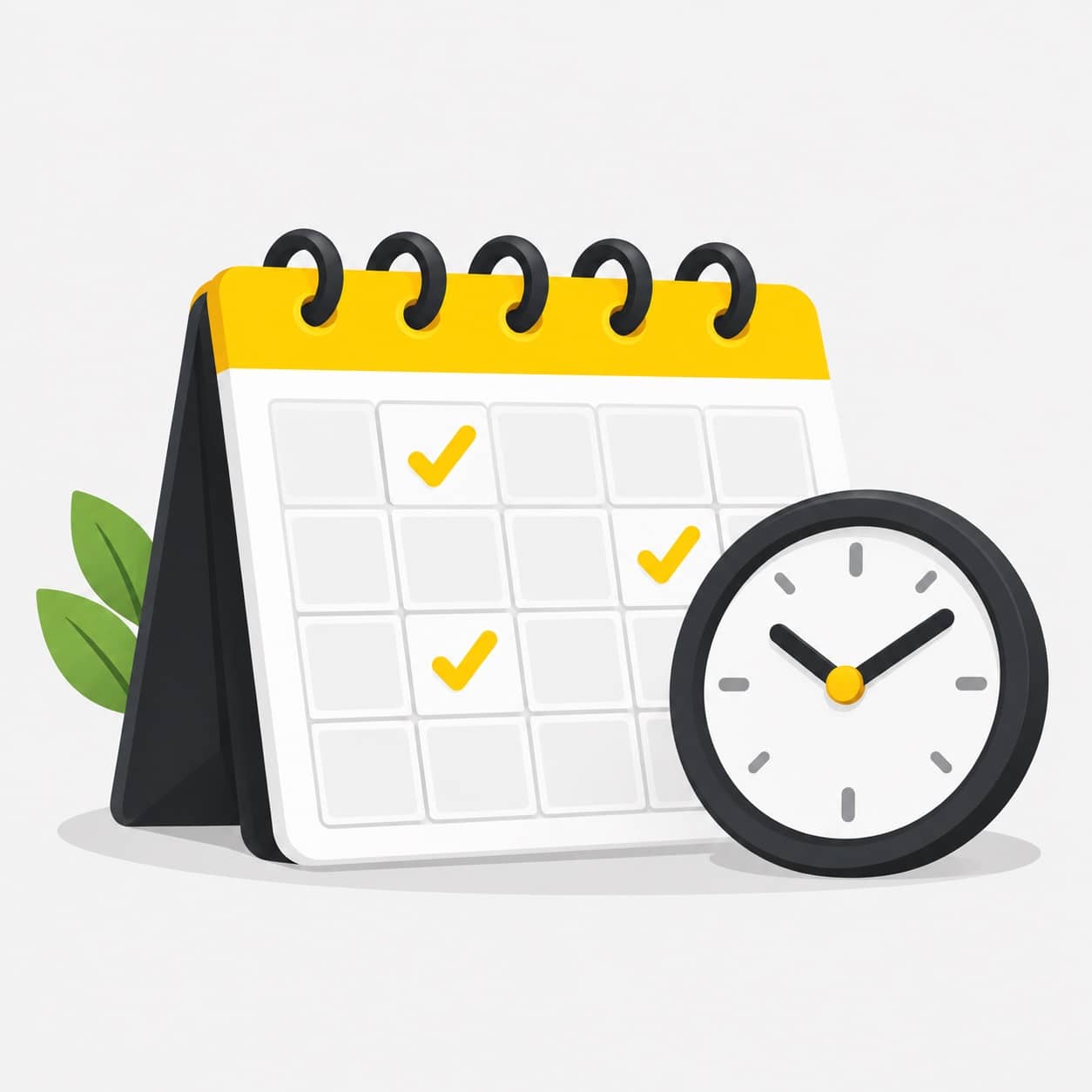 Illustration of a calendar and clock representing flexible working hours.